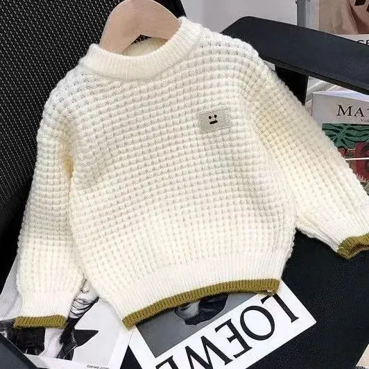 2023 New Children'S Soft Skin-Friendly Boys Casual Simple Girls Fashion All-Match Spring And Autumn Coat Knitted Sweater Trend