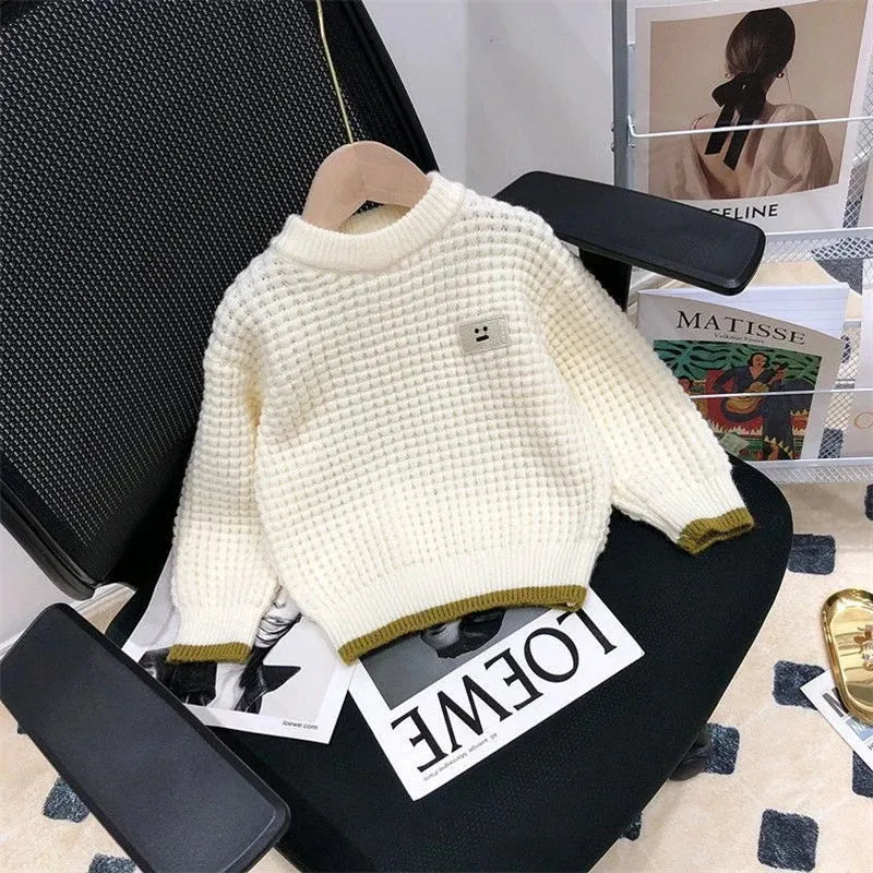 2023 New Children'S Soft Skin-Friendly Boys Casual Simple Girls Fashion All-Match Spring And Autumn Coat Knitted Sweater Trend