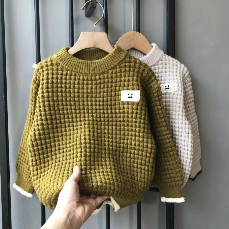 2023 New Children'S Soft Skin-Friendly Boys Casual Simple Girls Fashion All-Match Spring And Autumn Coat Knitted Sweater Trend