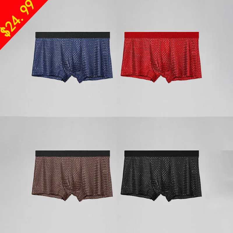 4 Pack Cool Mesh Ice Silk Men's Trunks