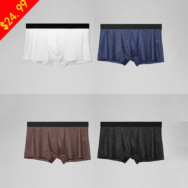 4 Pack Cool Mesh Ice Silk Men's Trunks