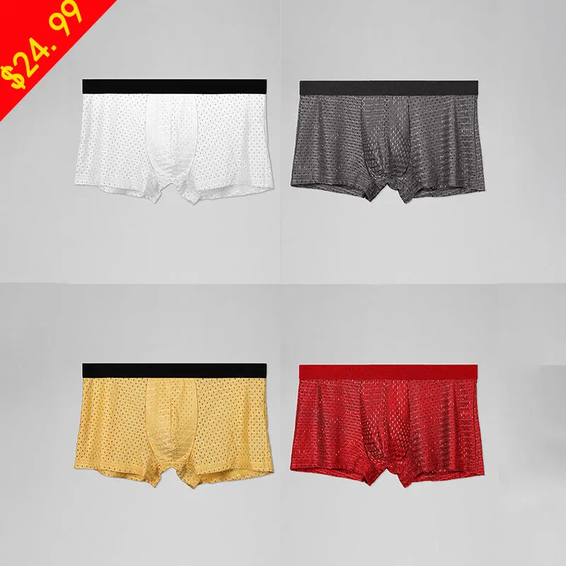 4 Pack Cool Mesh Ice Silk Men's Trunks