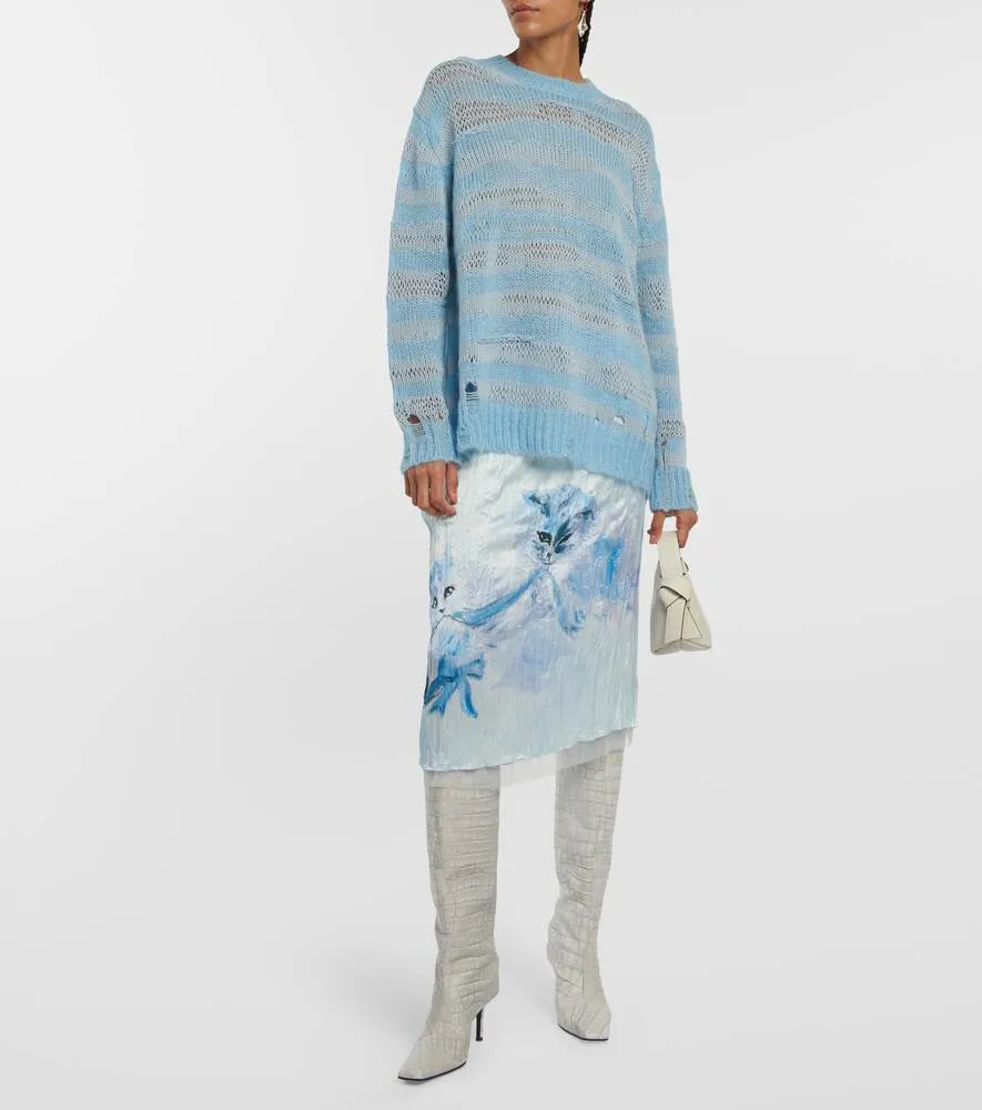 ACNE STUDIOS distressed striped sweater, blue