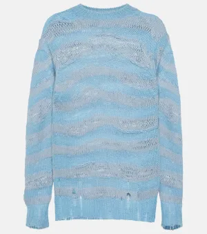 ACNE STUDIOS distressed striped sweater, blue