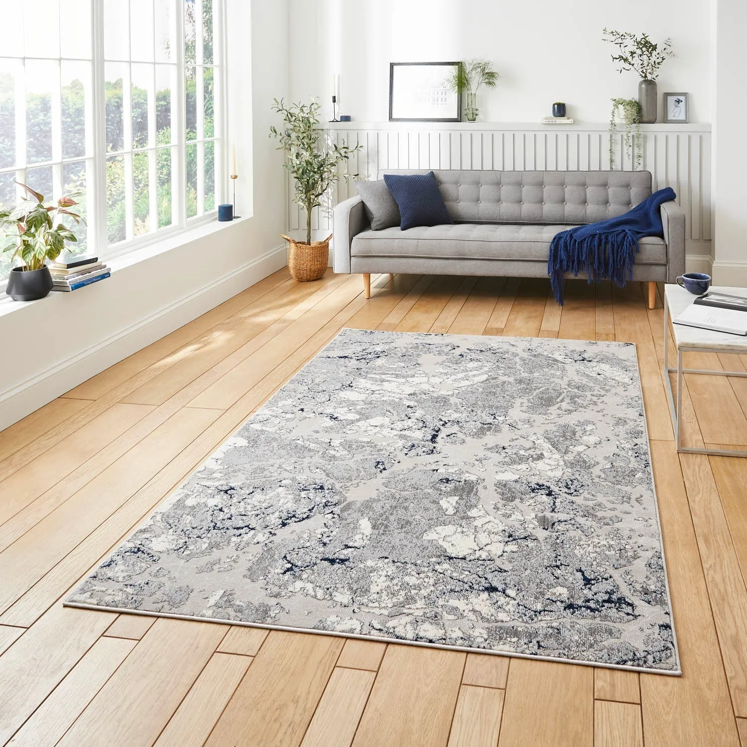 Apollo 2677 Grey/Navy Rug