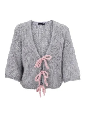 Bccasey Bow Cardigan Grey/Rose