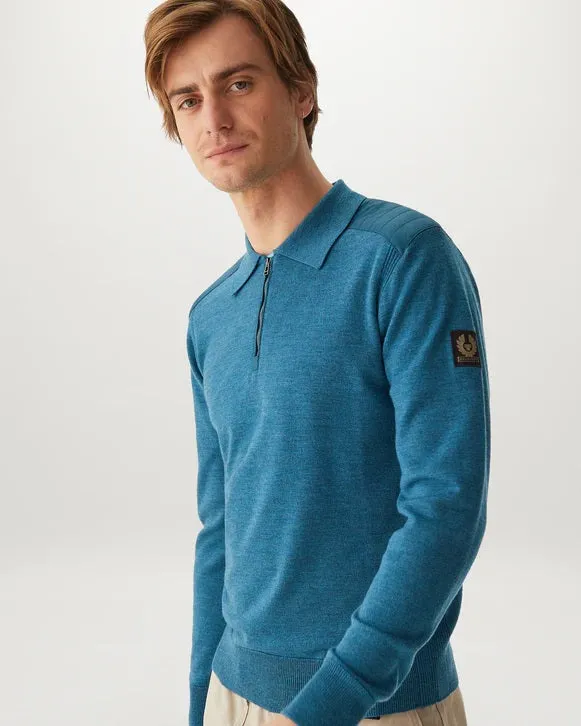 Belstaff Kirk Zip Polo Knitwear in Legion Blue