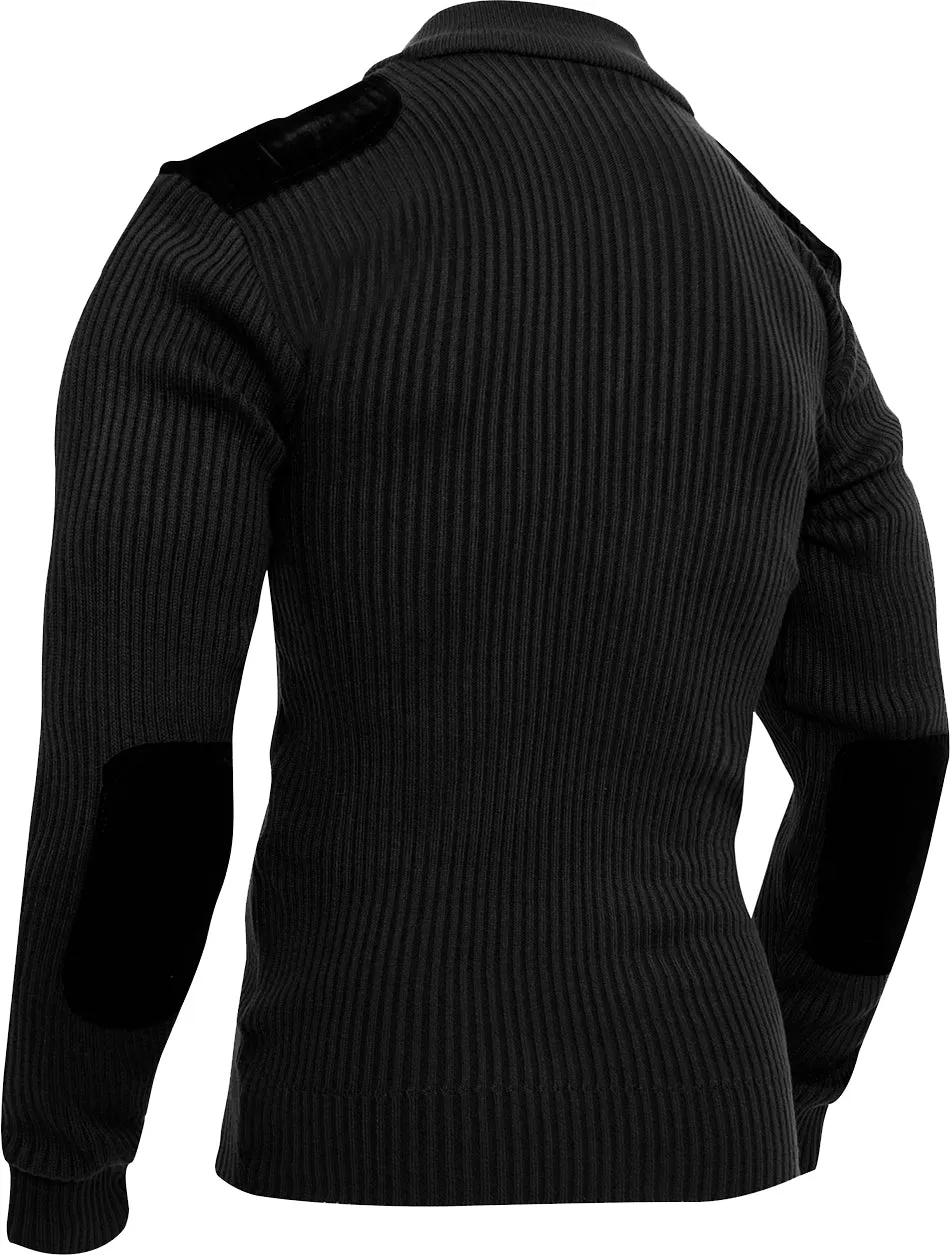 Black - Quarter Zip Acrylic Commando Sweater