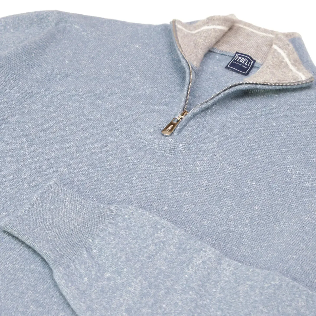 Blue Marl Cashmere & Linen Quarter Zip