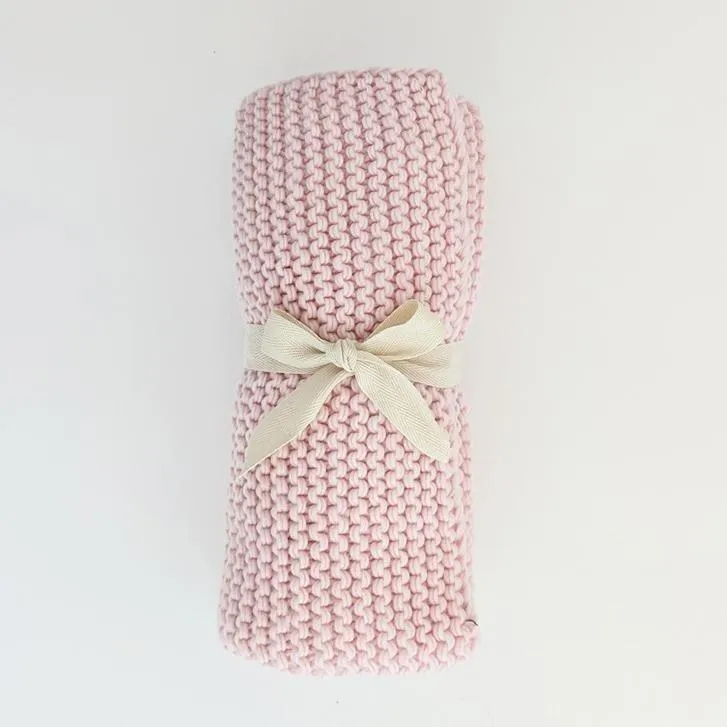 Blush Garter Stitch Knit Blanket