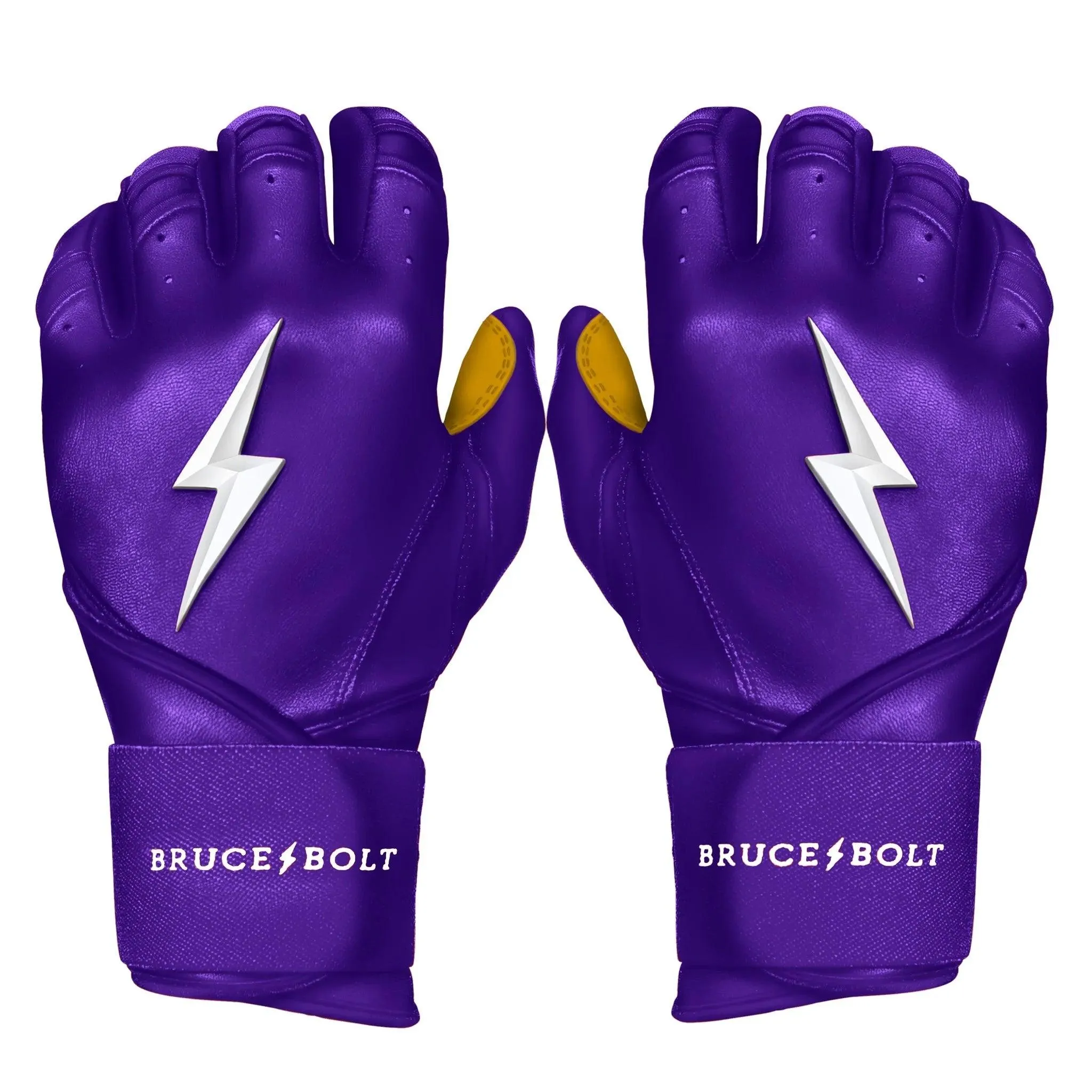 Bruce Bolt PREMIUM PRO Long Cuff Batting Gloves: Purple