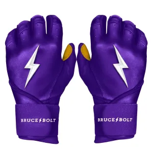 Bruce Bolt PREMIUM PRO Long Cuff Batting Gloves: Purple