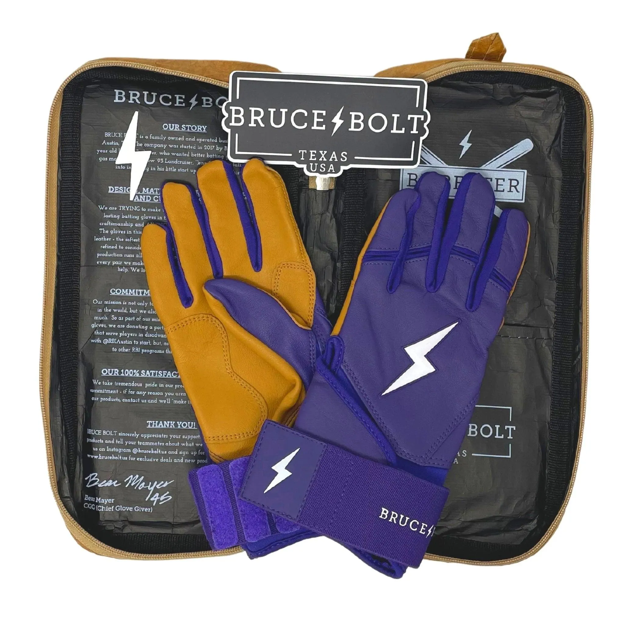 Bruce Bolt PREMIUM PRO Long Cuff Batting Gloves: Purple