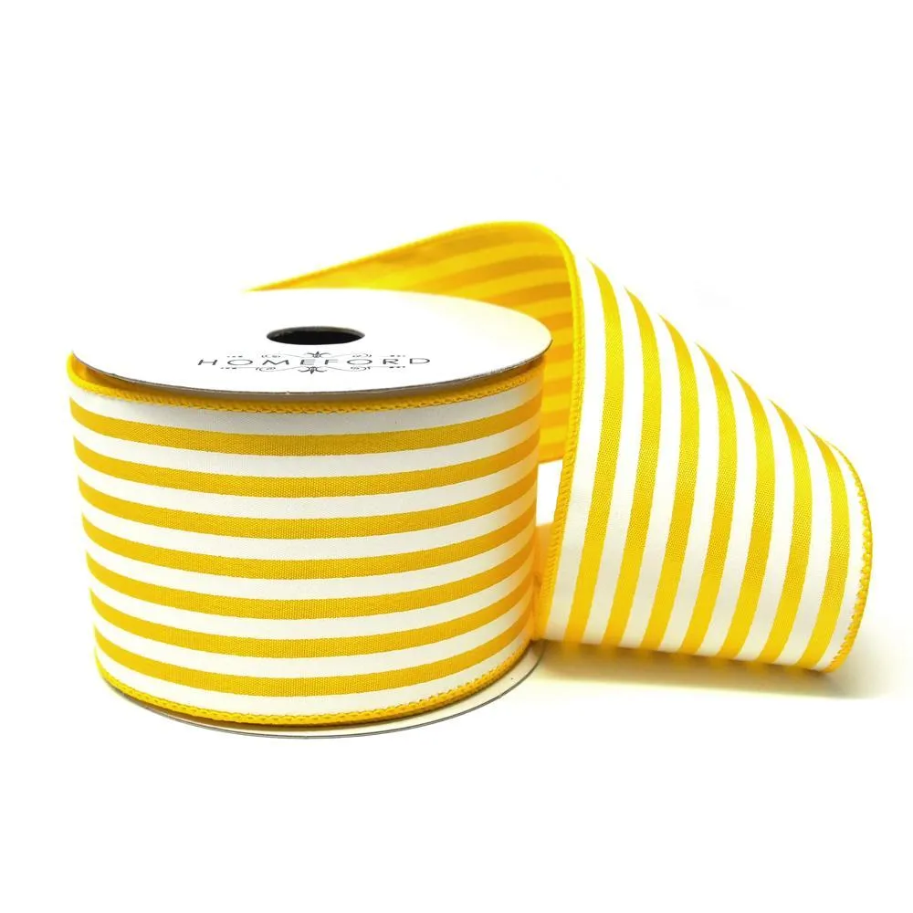 Cabana Stripes Satin Wired Ribbon, 10 Yards