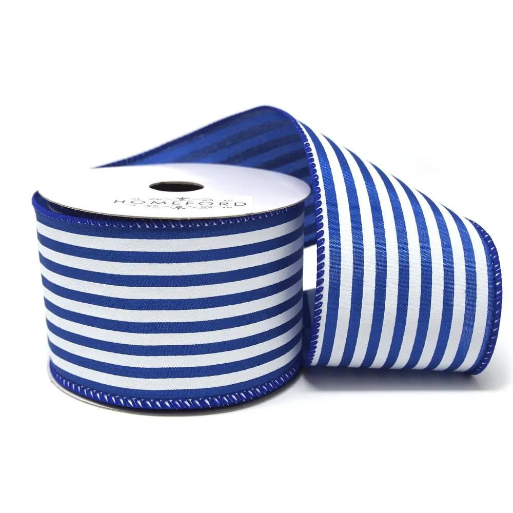 Cabana Stripes Satin Wired Ribbon, 10 Yards