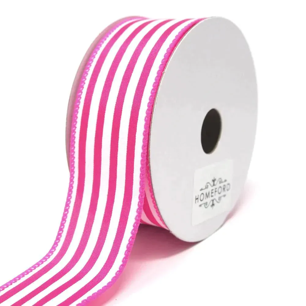 Cabana Stripes Satin Wired Ribbon, 10 Yards