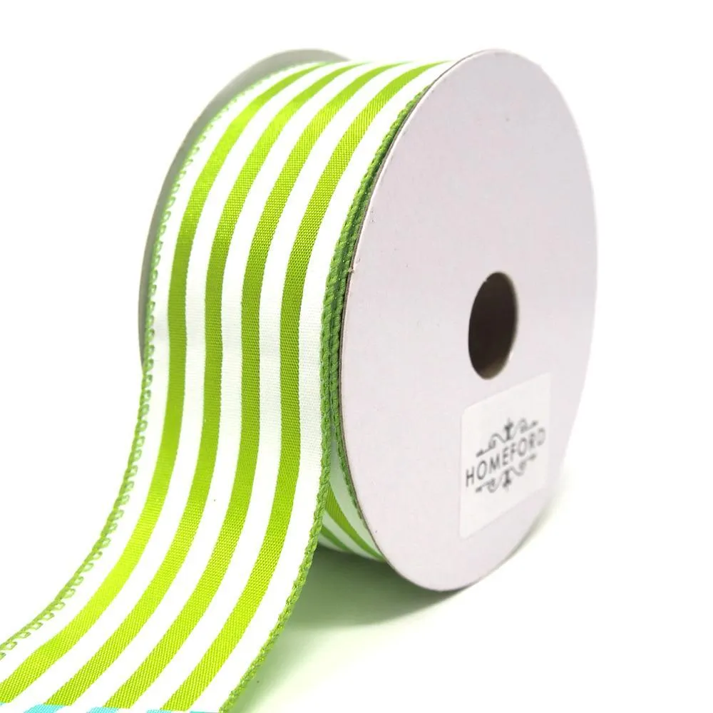 Cabana Stripes Satin Wired Ribbon, 10 Yards