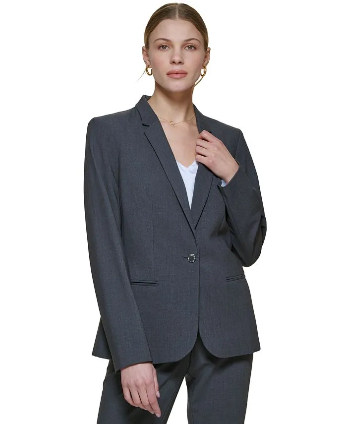 Calvin Klein One Button Blazer, Regular and Petite Sizes, Gray