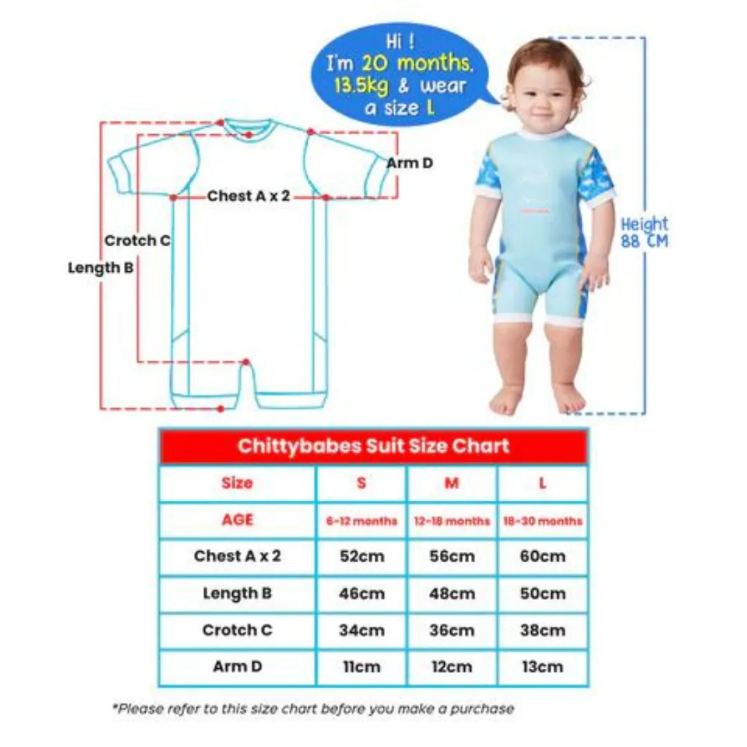 Cheekaaboo Chittybabes Baby Thermal Swimsuit UPF50  Blue Monster