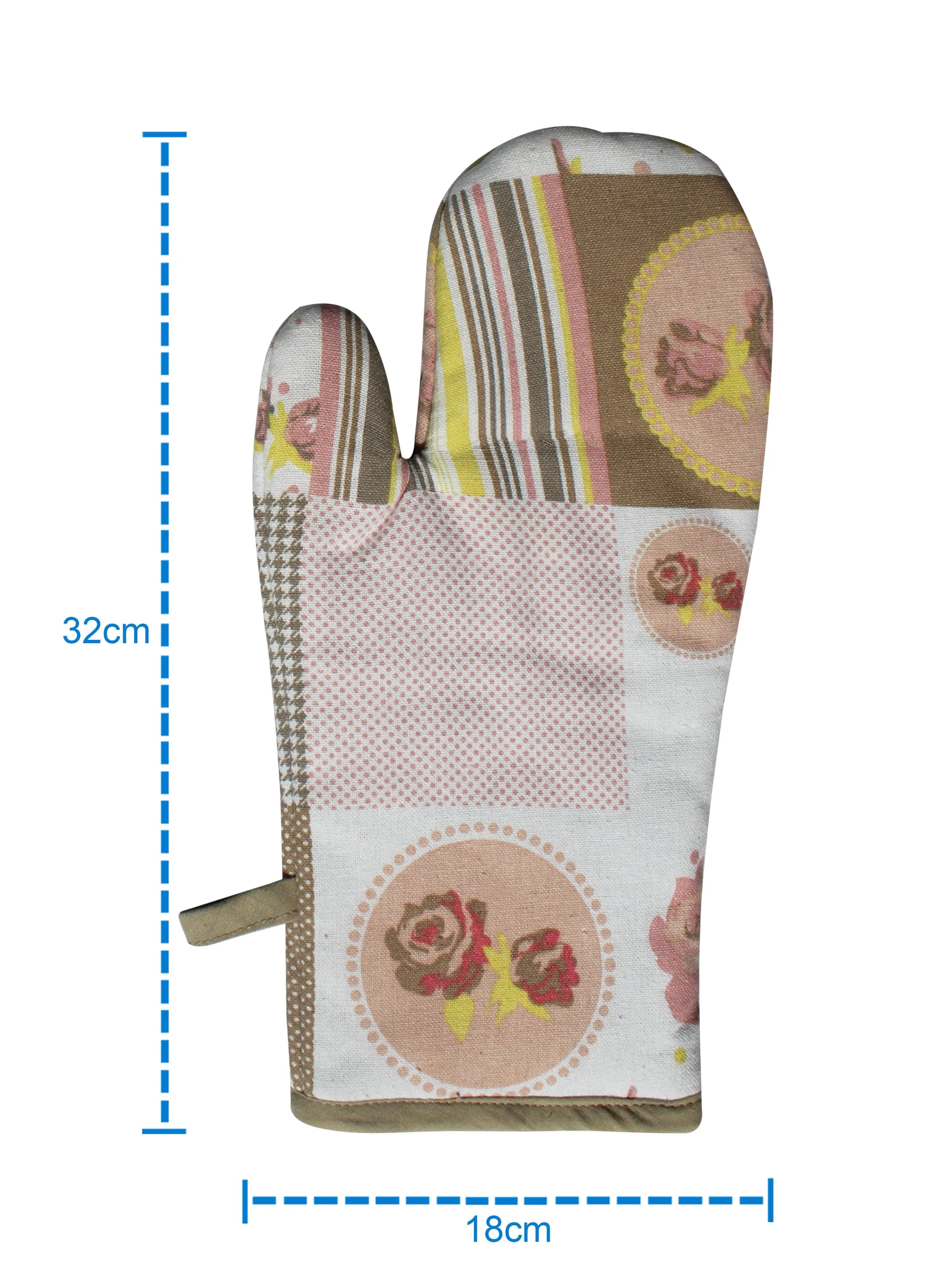 Cotton Check Flower Oven Gloves Pack Of 2