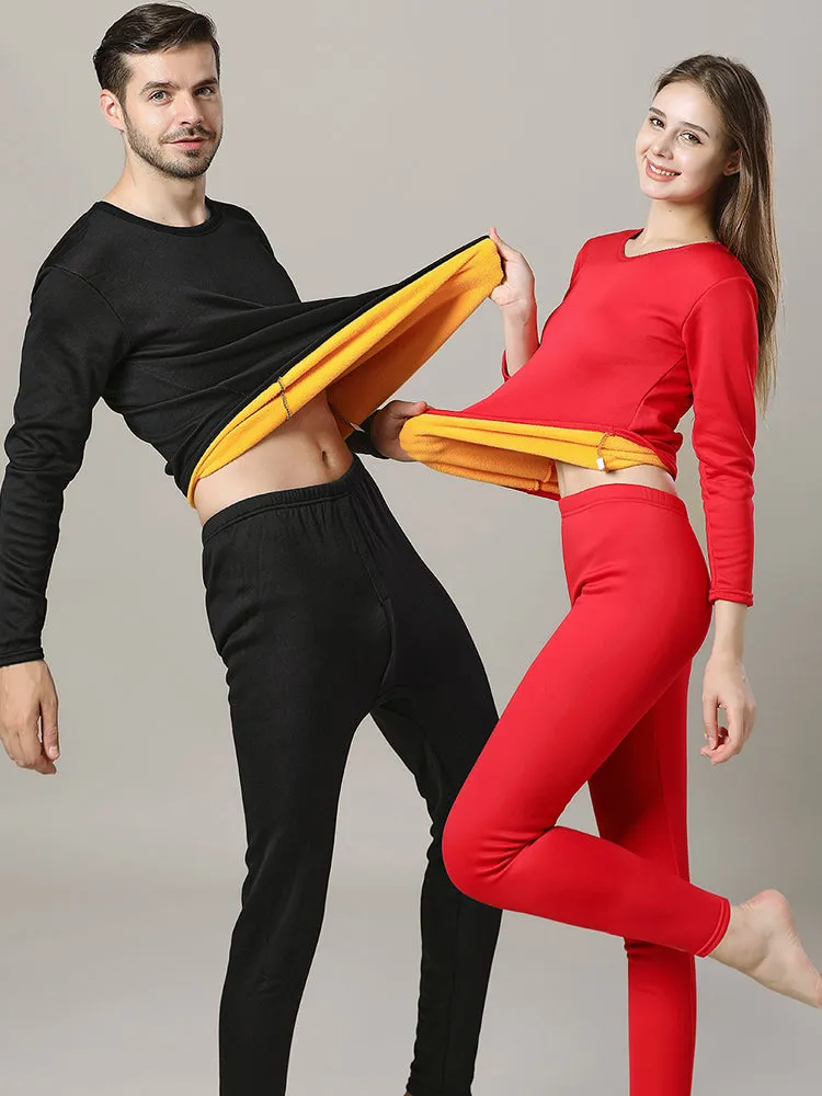 Couples Thickened Fleece Thermal Underwear Pajamas