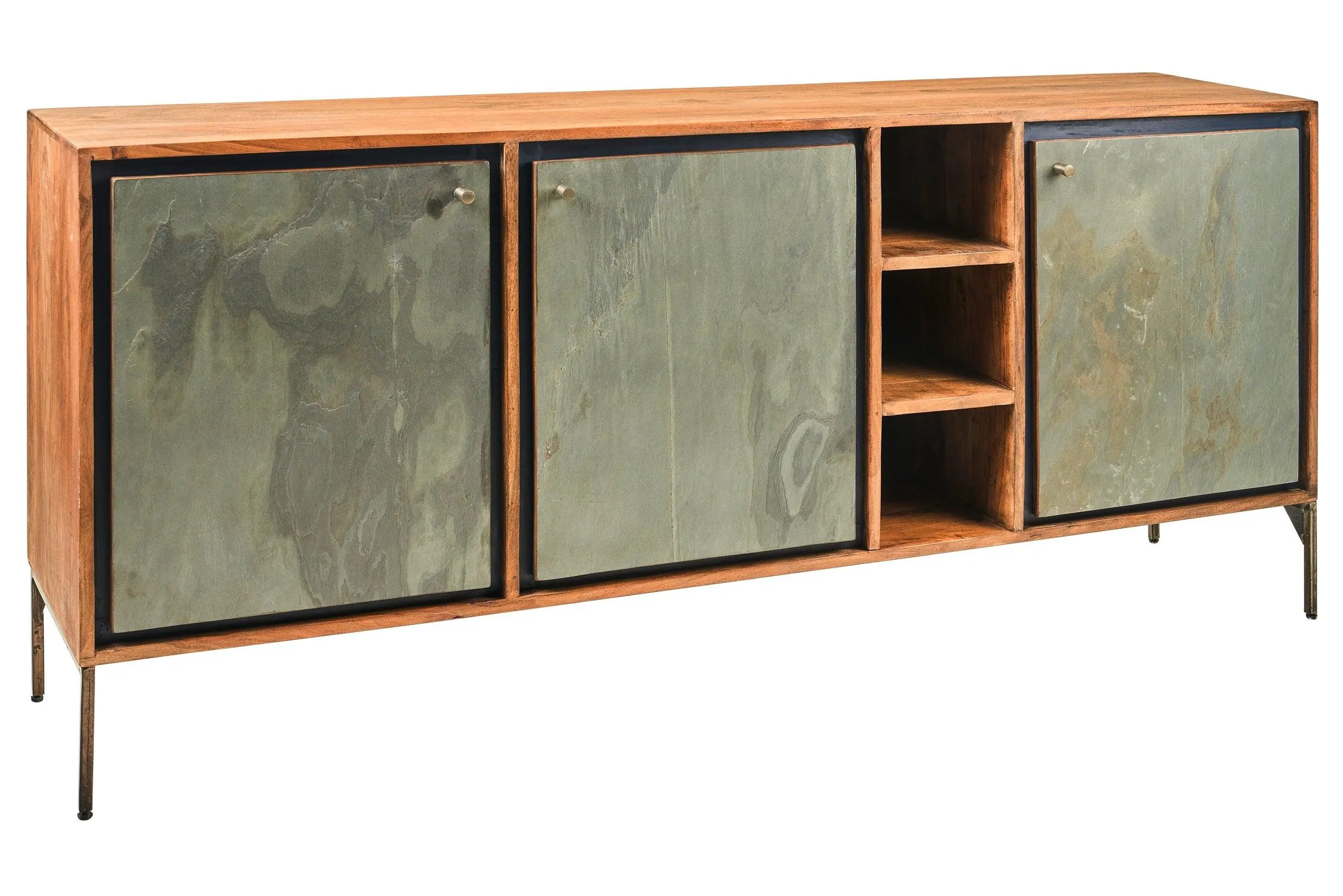 Credenza industrial ferro e legno 3 ante Ardesia