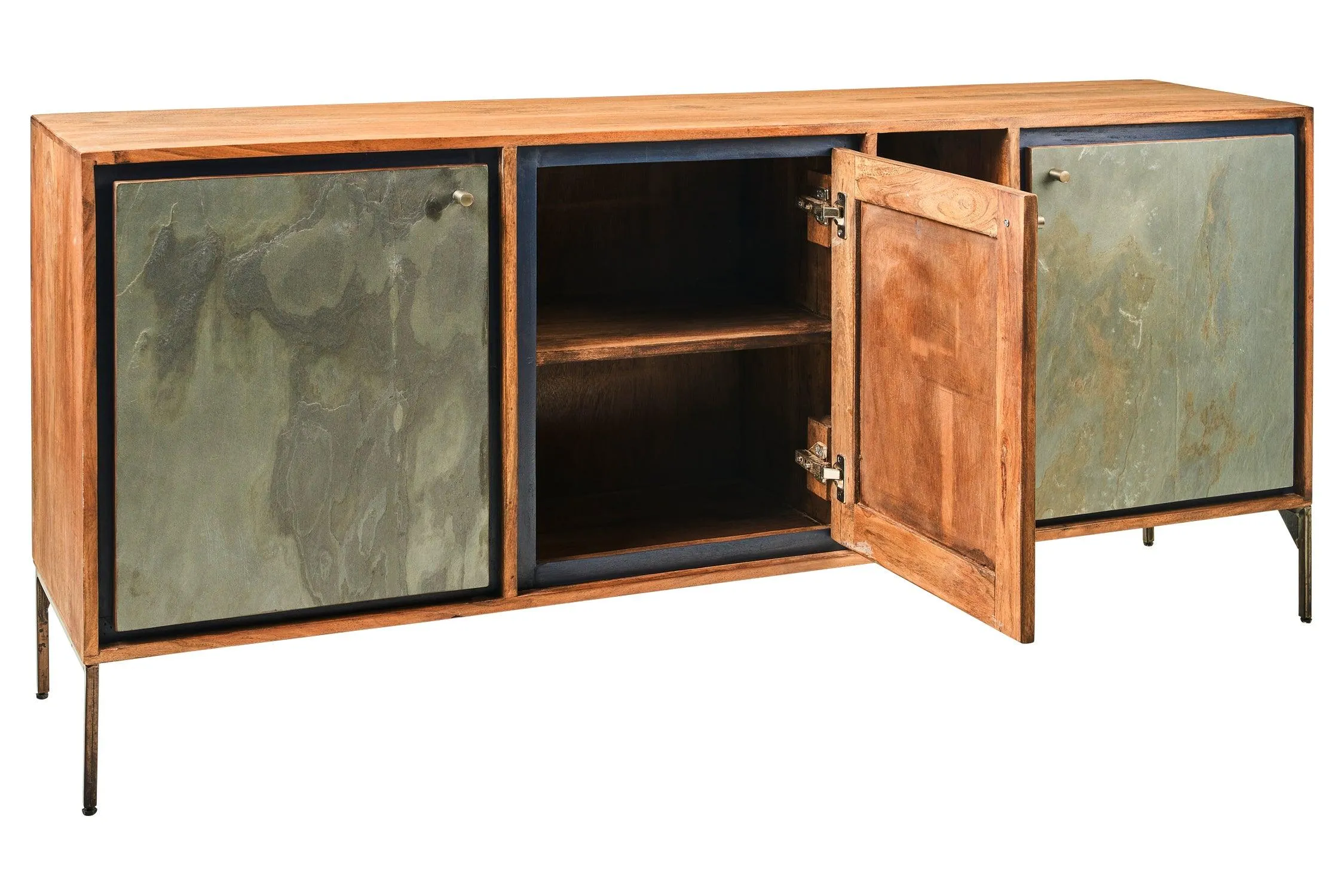 Credenza industrial ferro e legno 3 ante Ardesia