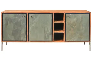 Credenza industrial ferro e legno 3 ante Ardesia