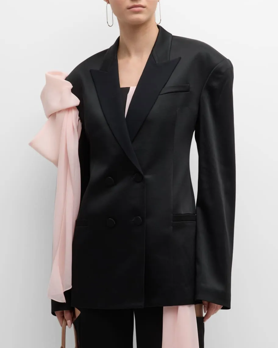 Didier Double Breasted Oversized Jacket with Bow and Hellessy Draping