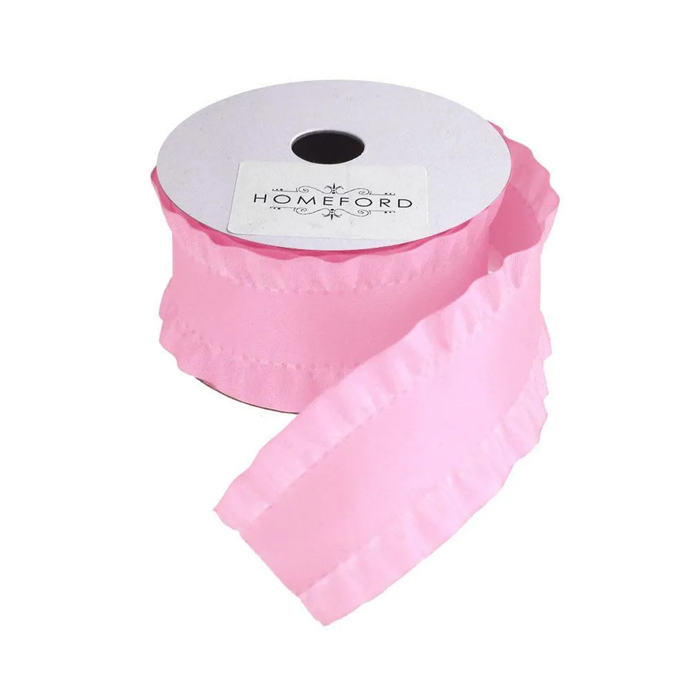 Double Ruffled Satin Ribbon, 1-1/2-inch, 3-yard