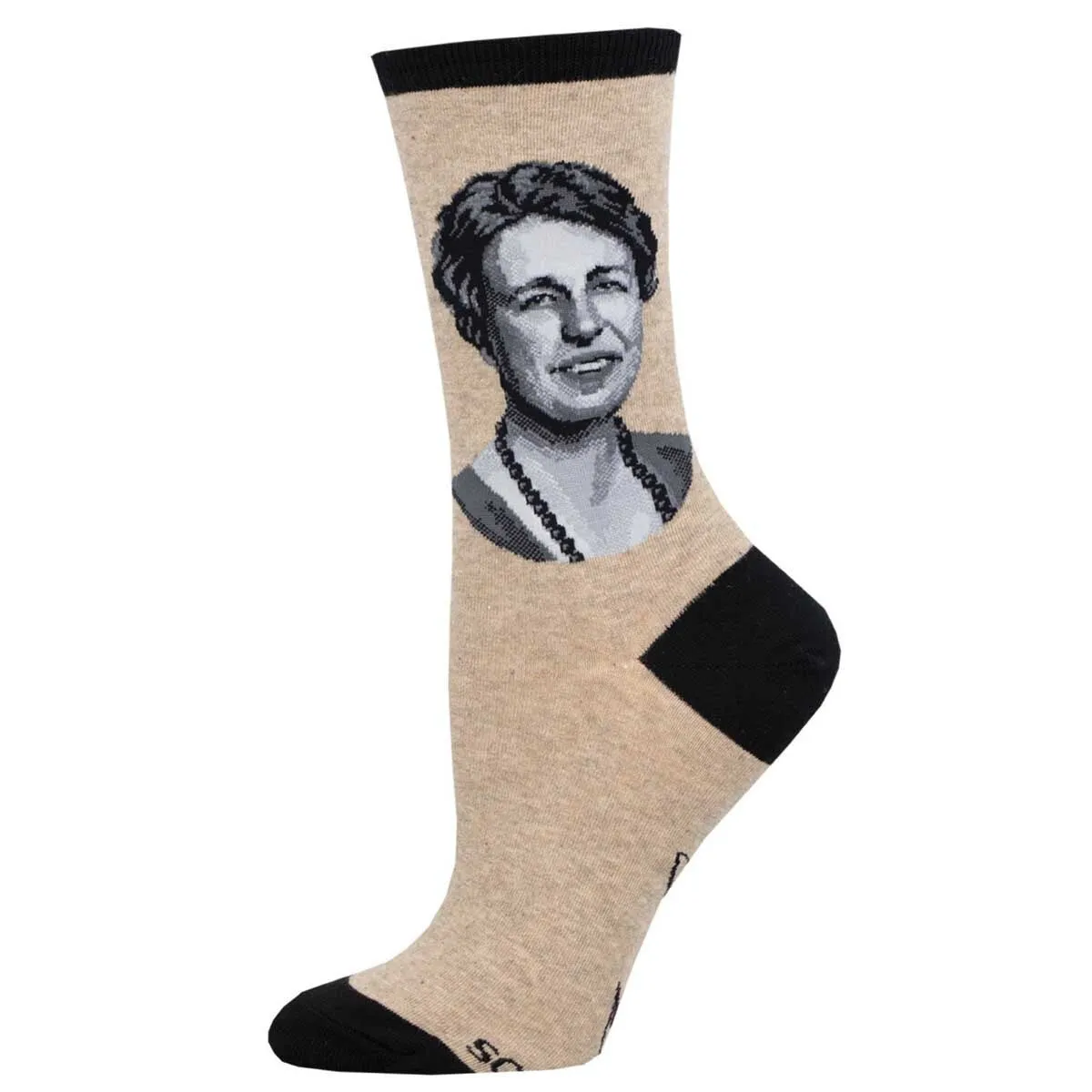 Eleanor Roosevelt Portrait (Tan/Hemp) Crew Socks S/M