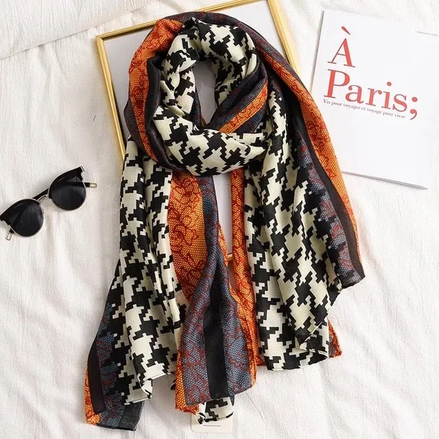 Fashion Silk Scarf Printed Bandana Shawl #LZ021