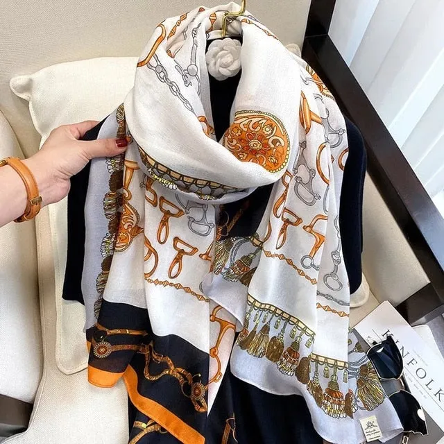 Fashion Silk Scarf Printed Bandana Shawl #LZ021