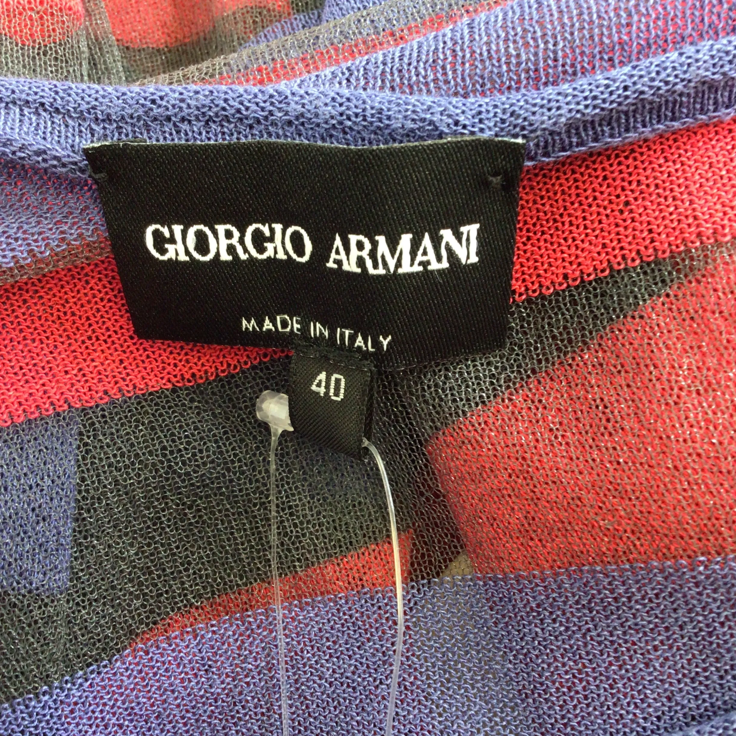 Giorgio Armani Red / Blue / Black Striped Sheer Knit Sweater