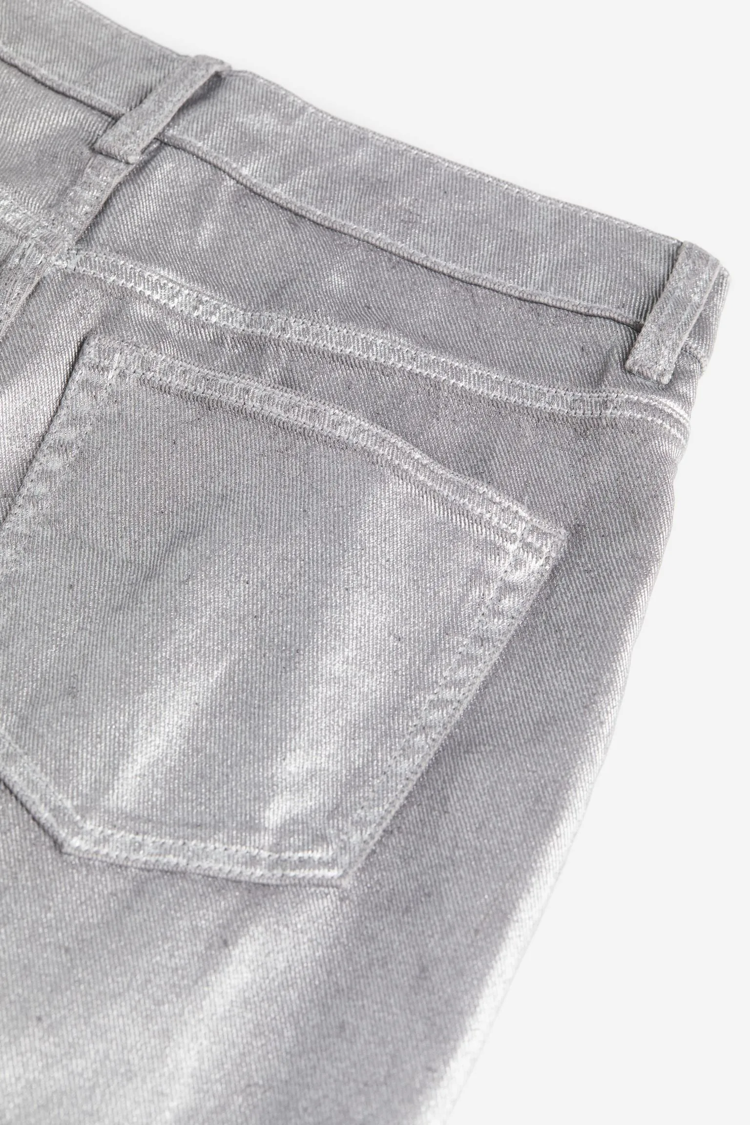 H&M Coated Straight High Jeans, Silver