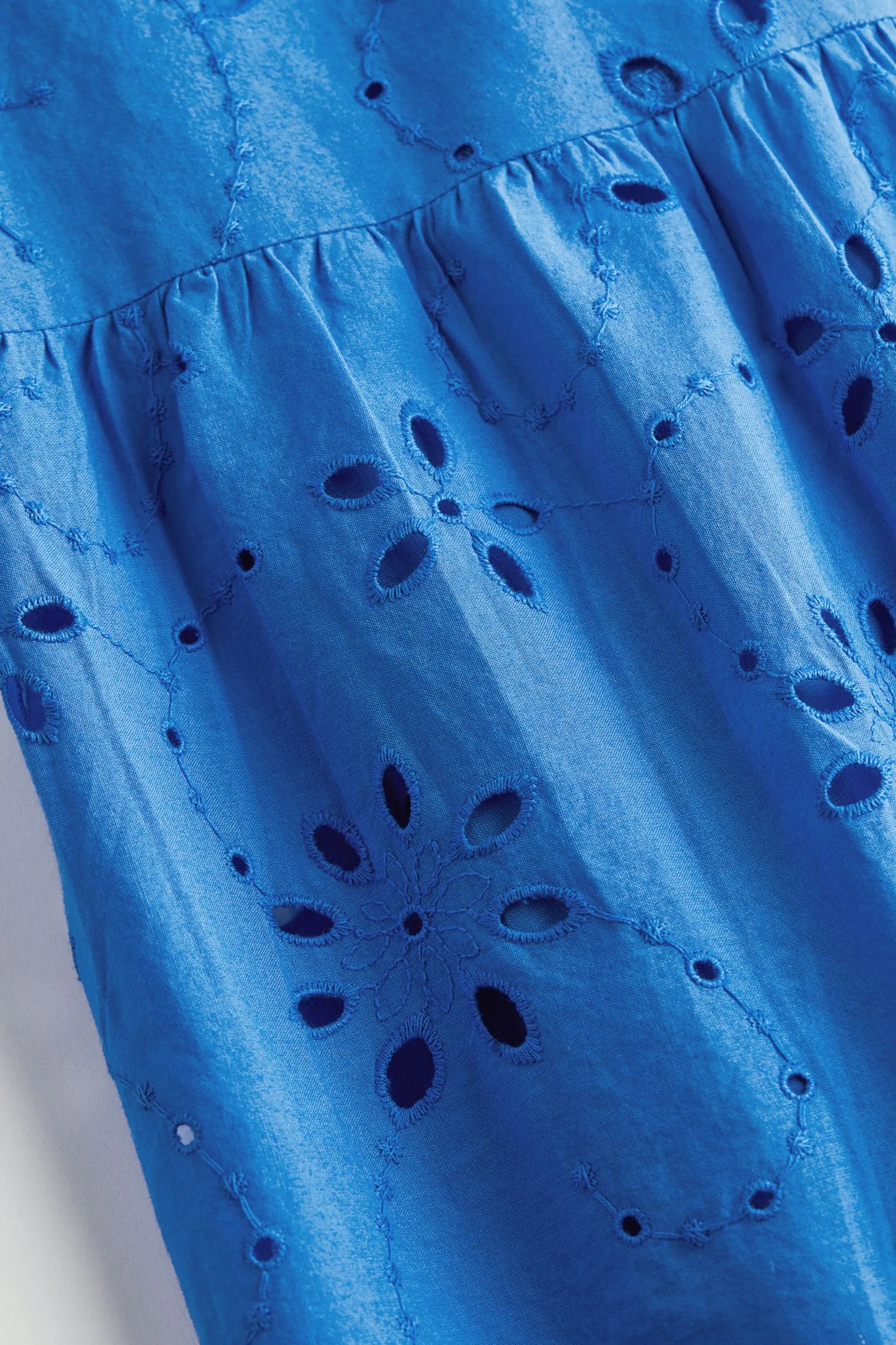 H&M Eyelet embroidered Tie-detail dress, blue