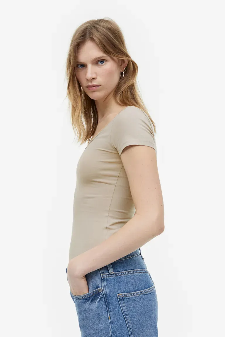 H&M fitted T-shirt, beige