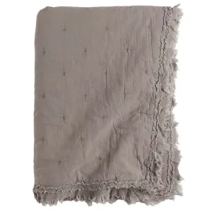 H&M Home Ruffle-trimmed bedspread, taupe