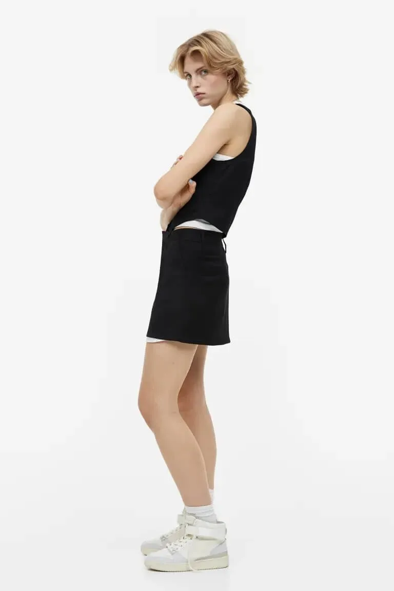 H&M Mini Twill Skirt, black