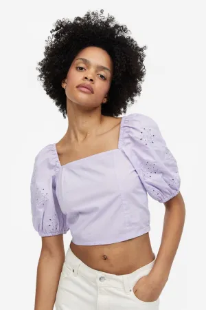 H&M puff sleeve blouse, lilac