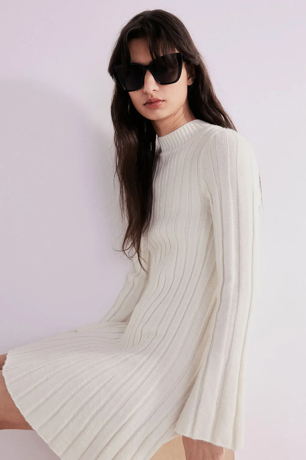 H&M Ribbed Knit dress, cream