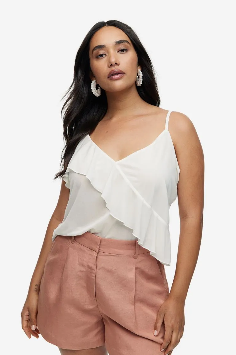 H&M Ruffle Cami Top, White