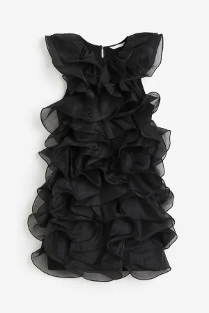 H&M Ruffled Mini Dress, black