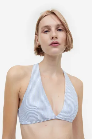 H&M soft bikini top, white/blue striped