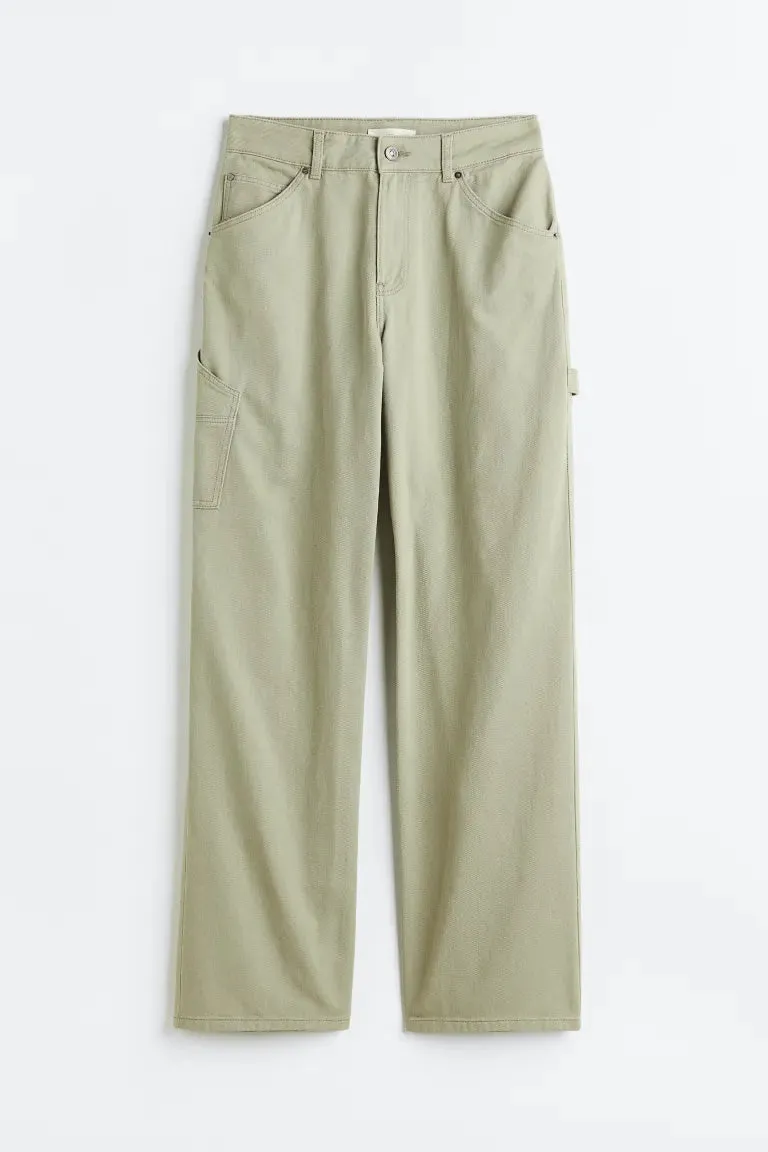 H&M twill cargo pants, light green khaki