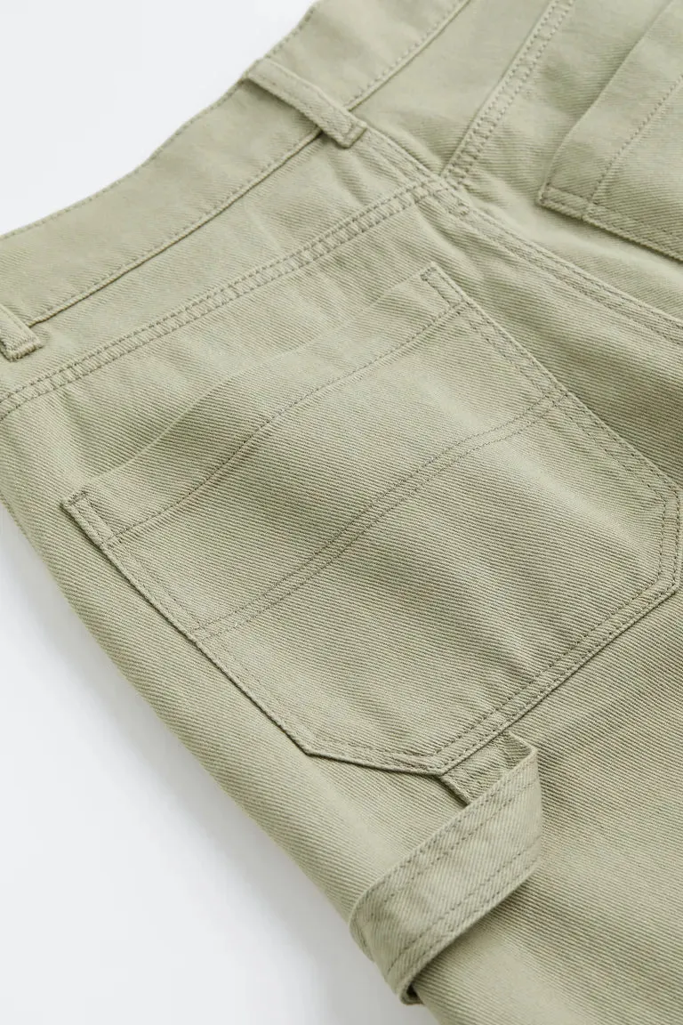 H&M twill cargo pants, light green khaki