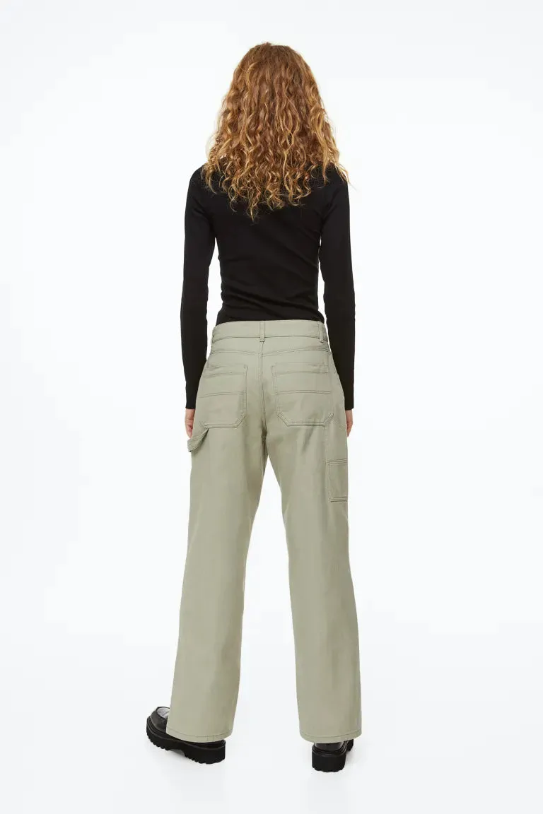 H&M twill cargo pants, light green khaki