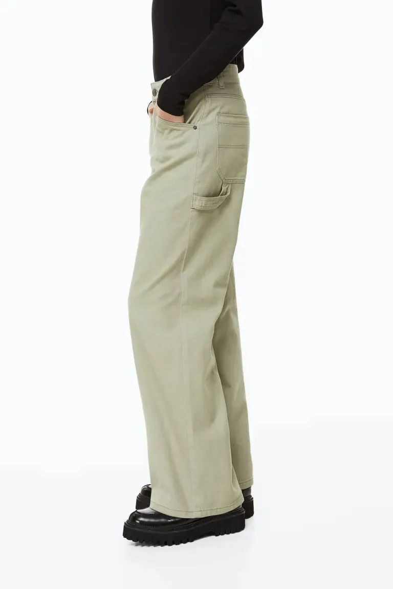 H&M twill cargo pants, light green khaki