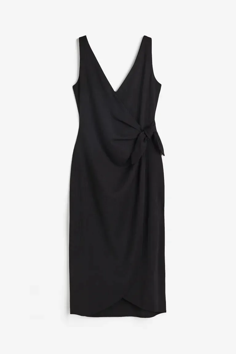 H&M V-neck wrap dress, black