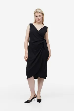 H&M V-neck wrap dress, black